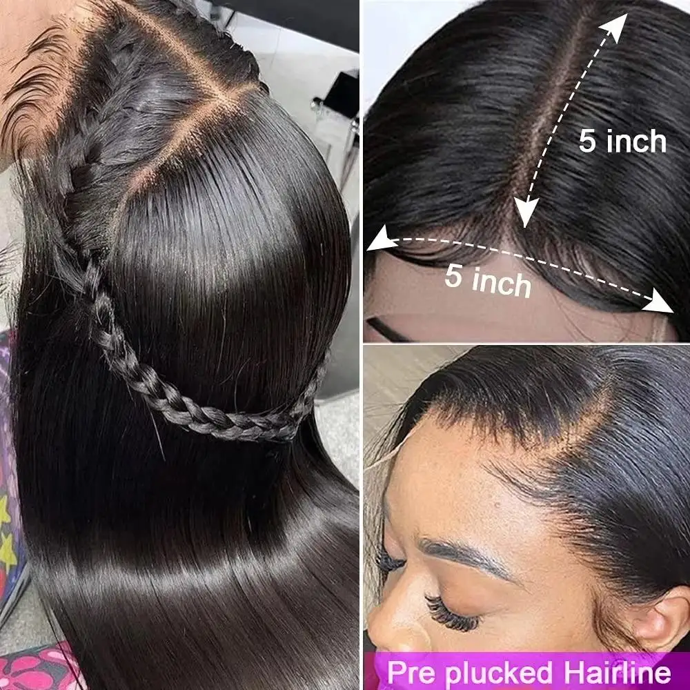 13x6 HD Lace Frontal Perücke Echthaarperücke Glattes Echthaar für Schwarze Frauen Sofort Tragbare Perücken Anfängerfreundlich – Detail 2