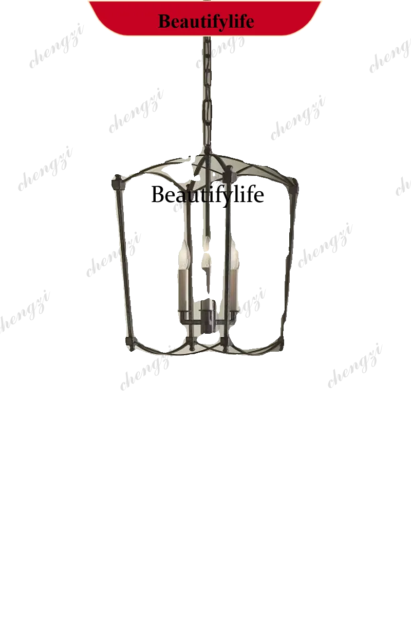 M138 American rural simple birdcage wrought iron chandelier home designer dining room, bedroom main lamp living room lamp