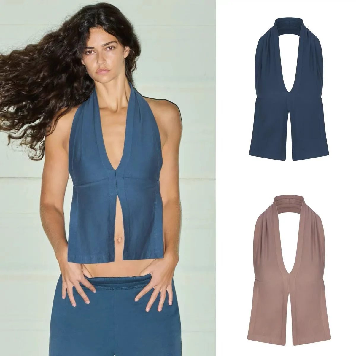 

Kardaian Outdoor Heavy Jersey ter Top Глубокий V-образный вырез Bal укороченный топ женский Slim Fit irt Sle Summer Faion