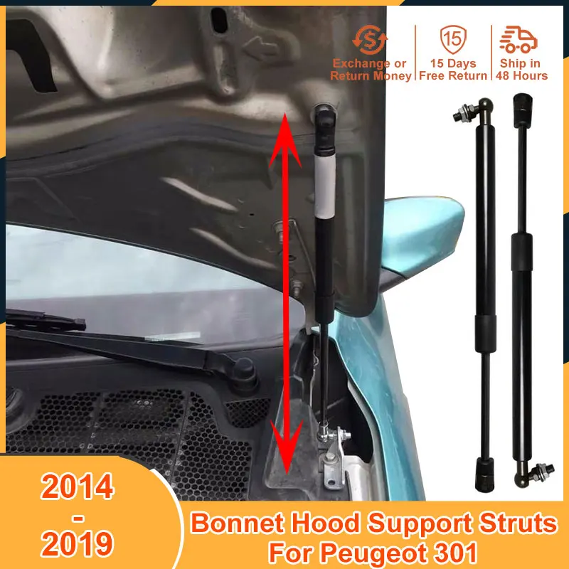 

2014-2019 Bonnet Hood Support Struts Bars For Peugeot 301 2014 2015 2016 2017 2018 2019 Accessories Hood Lift Support Strut Bar