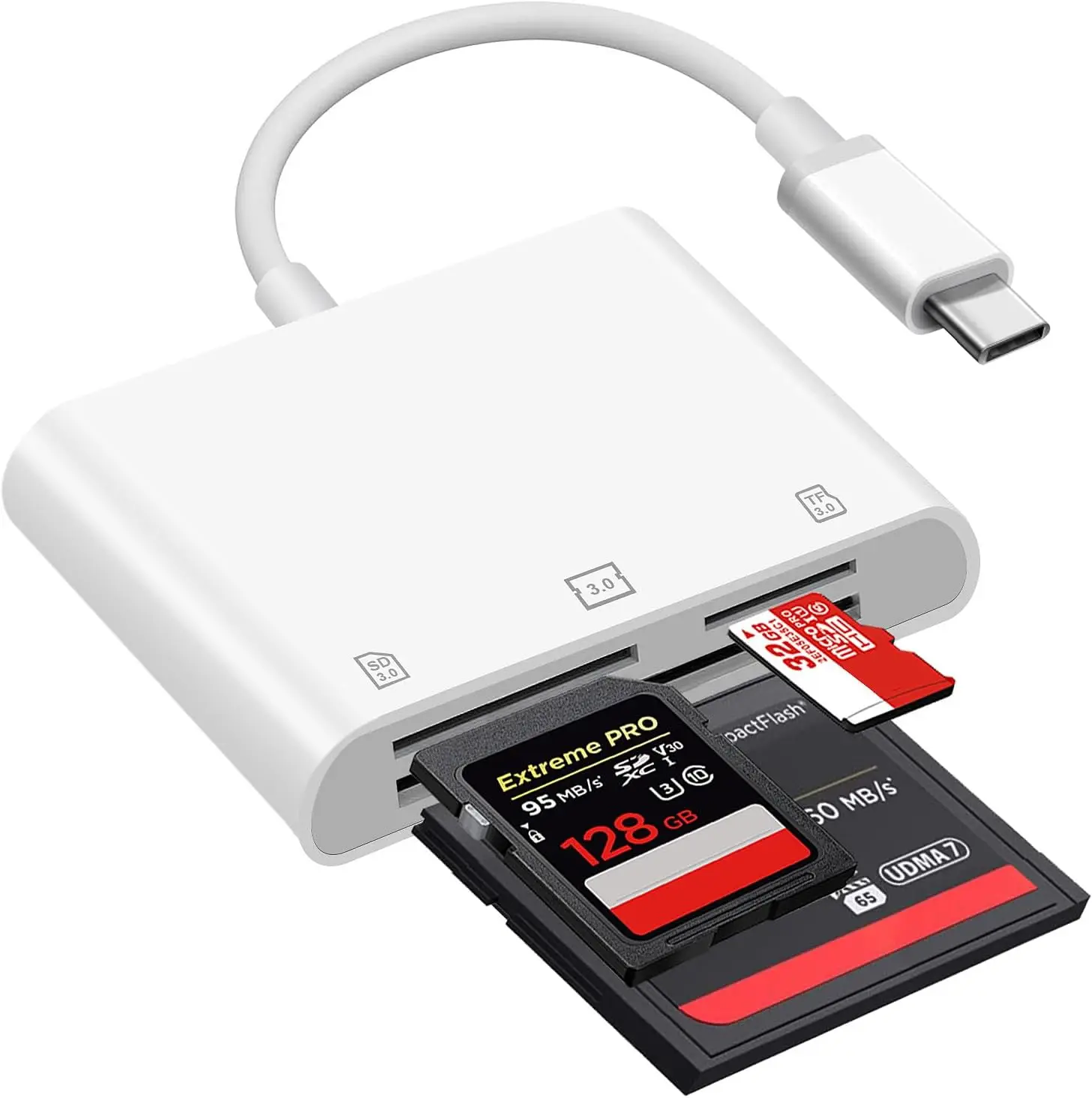 

USB C SD Card Reader, 3-in-1 USB 3.0 to SD/TF/CF Adapter for iPhone 16/15, iPad, MacBook, Laptop, Android