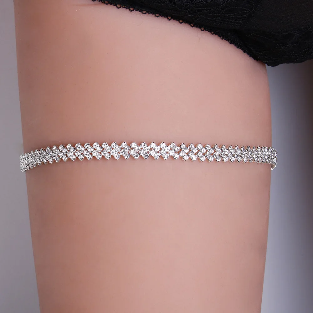 A Nightclub Diamond Shaped Sexy Diamond Nail Leg Chain with Single-sided Elastic Adjustable Leg Accessory