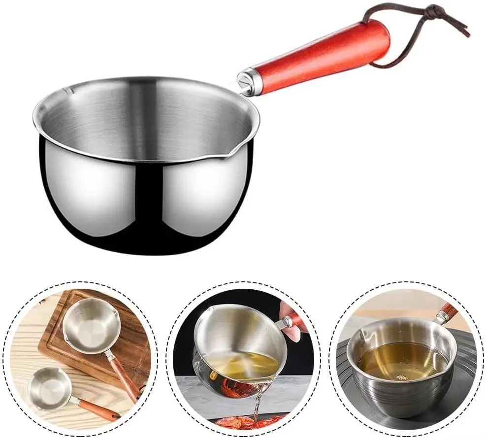 Mini olla de aceite caliente de acero inoxidable, cacerola pequeña para hervir mantequilla, calentador de mantequilla, Ideal para varias tareas de cocina