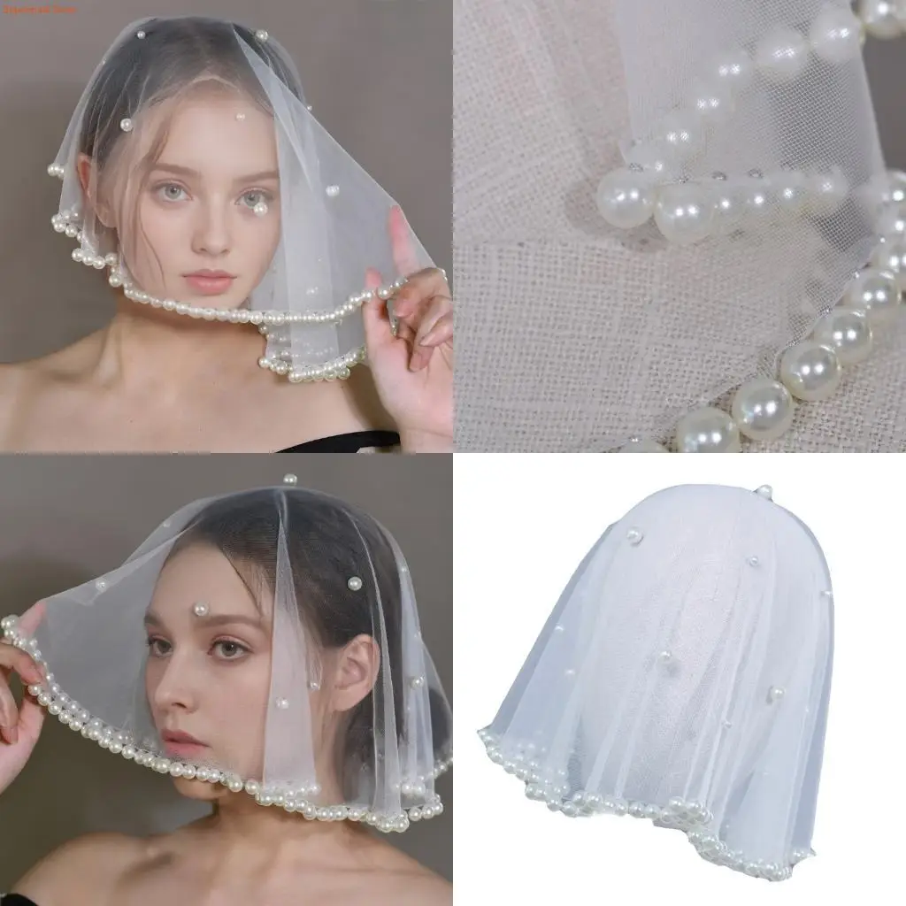 Q5WE velo con Mantilla para mujer, velo con joyas para madre, monja, boda, tocados perlas