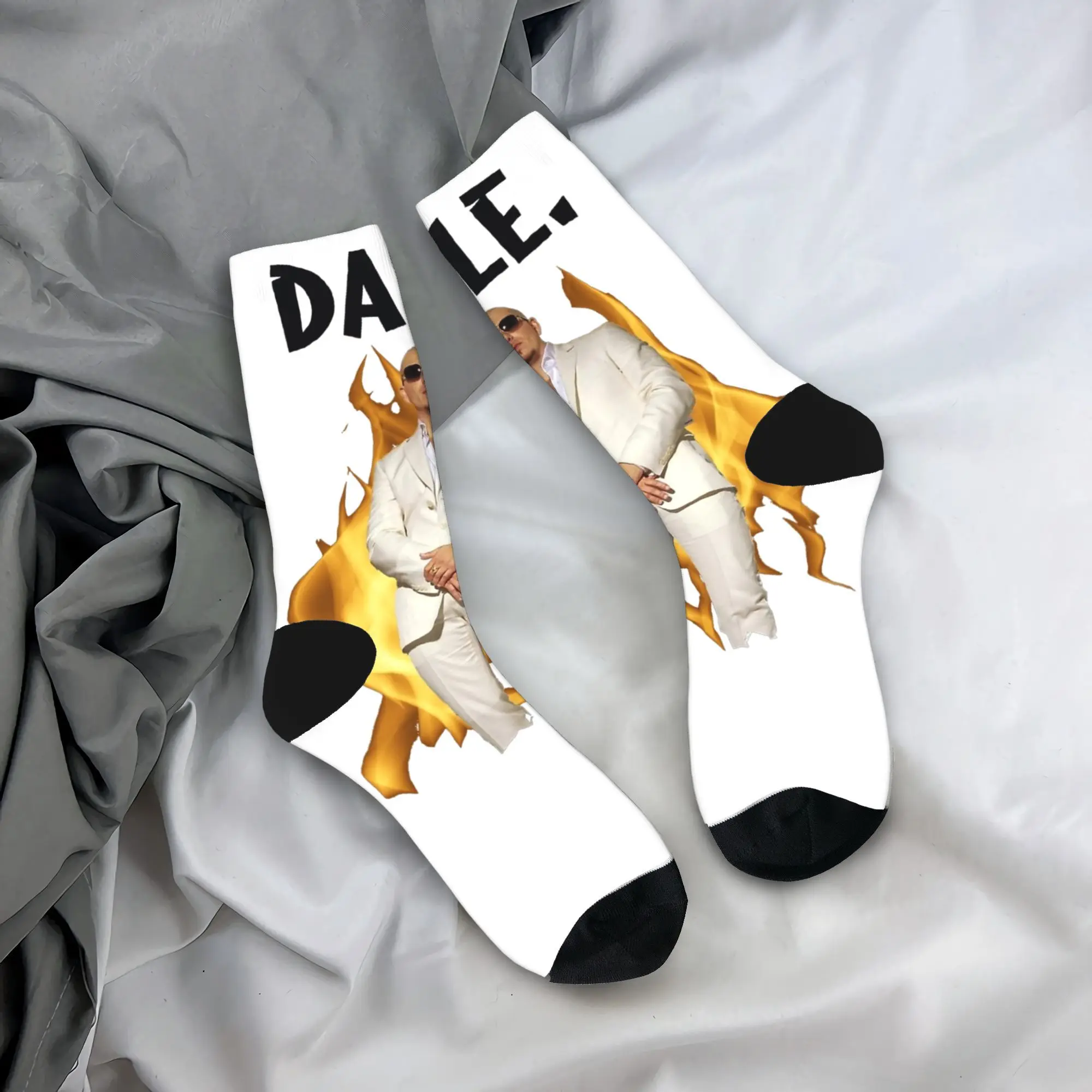 Happy Funny Men's Socks Harajuku Dale Pitbull Concert Mr Worldwide Sock Skateboard Women Socks Spring Summer Autumn Winter