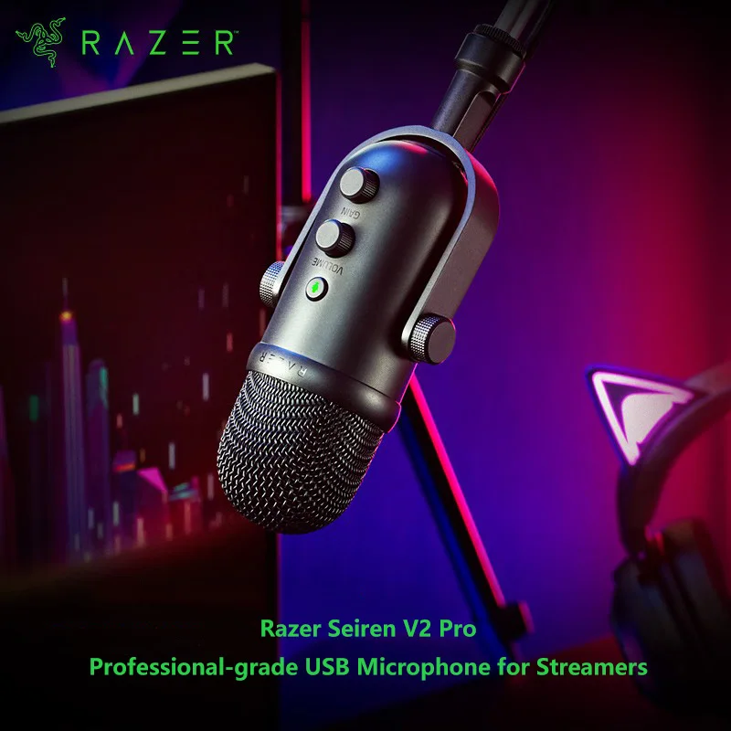 Original Razer Seiren V2 Pro Professional-Grade USB Microphone For Streamers High Pass Filter Analog Gain Limiter