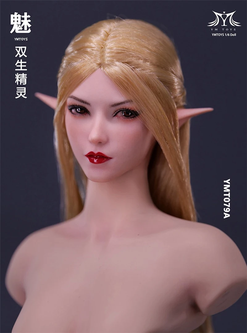 In Stock YMTOYS YMT079 1/6 Female Elf Mei Dark Style Head Sculpt Carving Model Fit 12'' TBL JO Soldier Action Figure Body Dolls