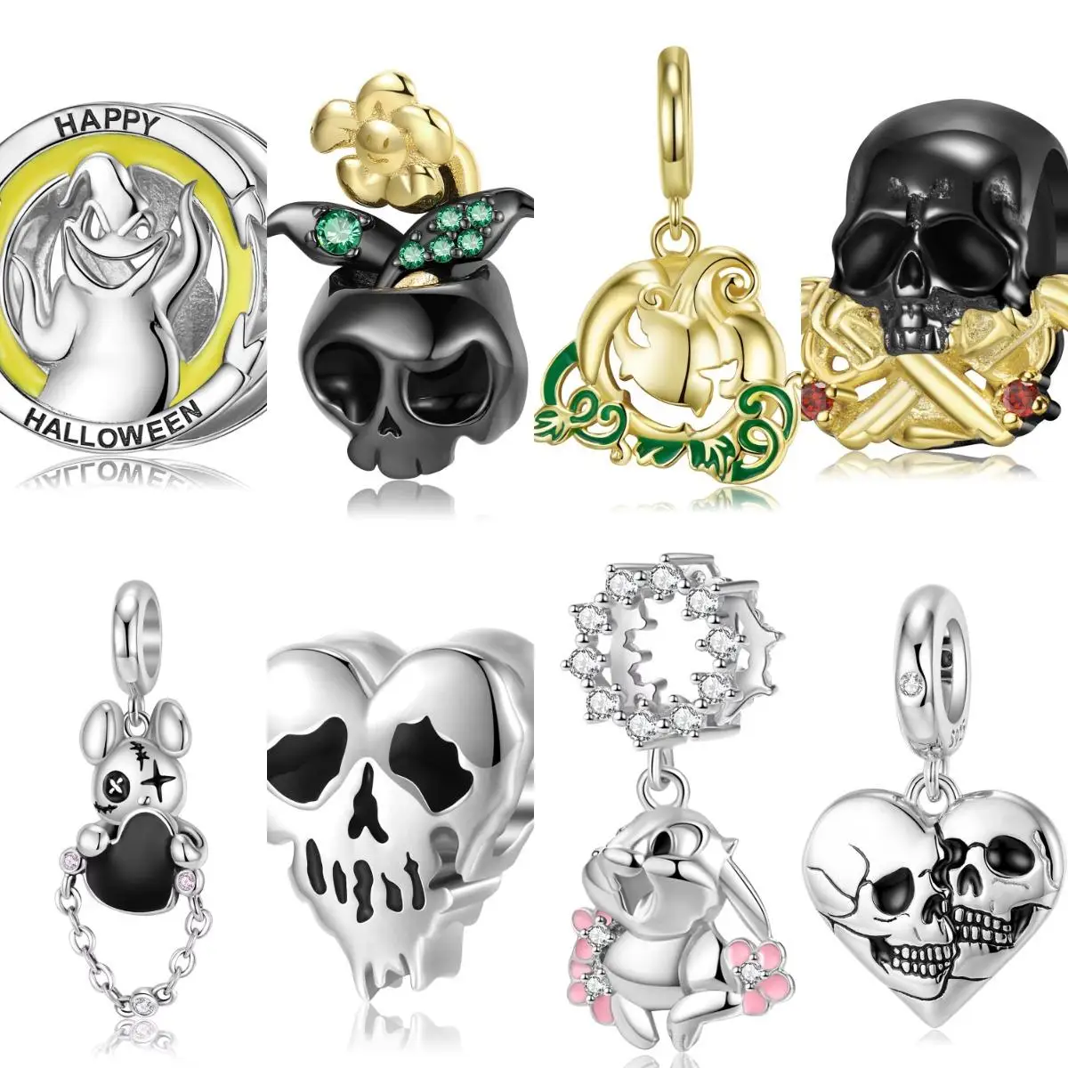 

925 Sterling Silver Animal Series Charm Multicolor CZ Rabbit Pumpkin Heart Pendant for Original Bracelet Bangle Jewelry