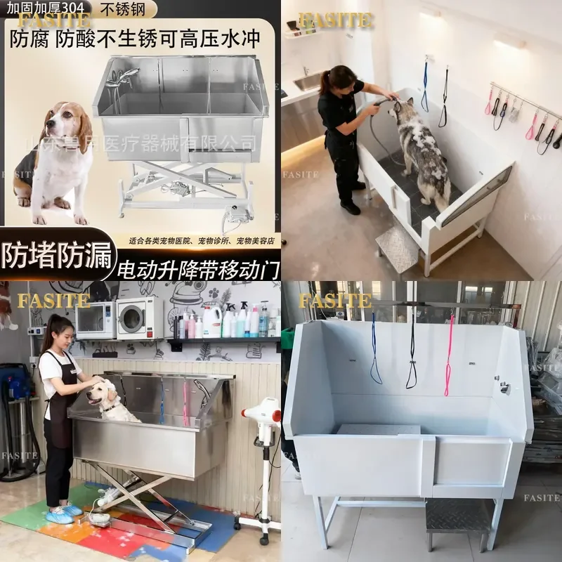 For Pet Grooming 304 Stainless Steel Dog Bath Tub Full Welded No Dead Corners for Veterinary Clinic Beauty Shop Durable