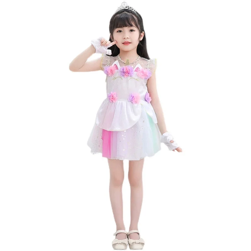 

Flower Dance Costume Girls Lyrical Contemporary Freestyle Modern Dance Dress Girls Child Kids