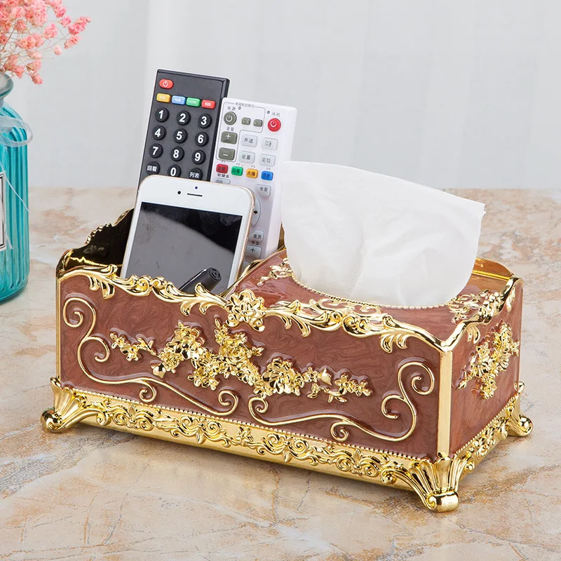 صندوق تخزين منزلي ضخ صندوق ورقي صندوق مناديل إبداعي أوروبي إبداعي متعدد الوظائف صندوق تخزين متنقل للتحكم عن بعد