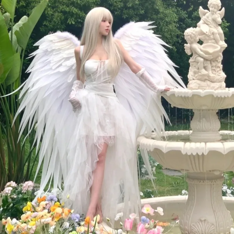 

Pure White Flowing Angel Wings Large Feather Prop for Fantasy Shoot Soft Elegant Fairy Wings Chic Performance Prop for Dancers