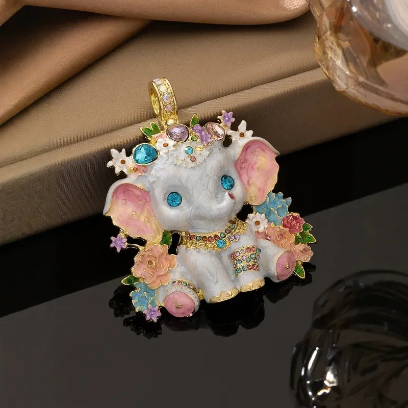 Medieval Vintage Elephant Pendant Fashion Cute Exquisite Enamel Dripping Oil Auspicious Elephant KF Medieval Pendant