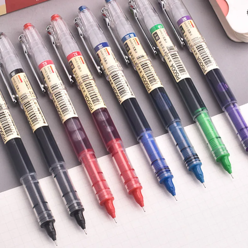 6/7pcs/set 0.5mm Roller Pen Black/Red/blue Color ink Straight Liquid Rollerball Gel Pen for School Office Stationery Kawaii