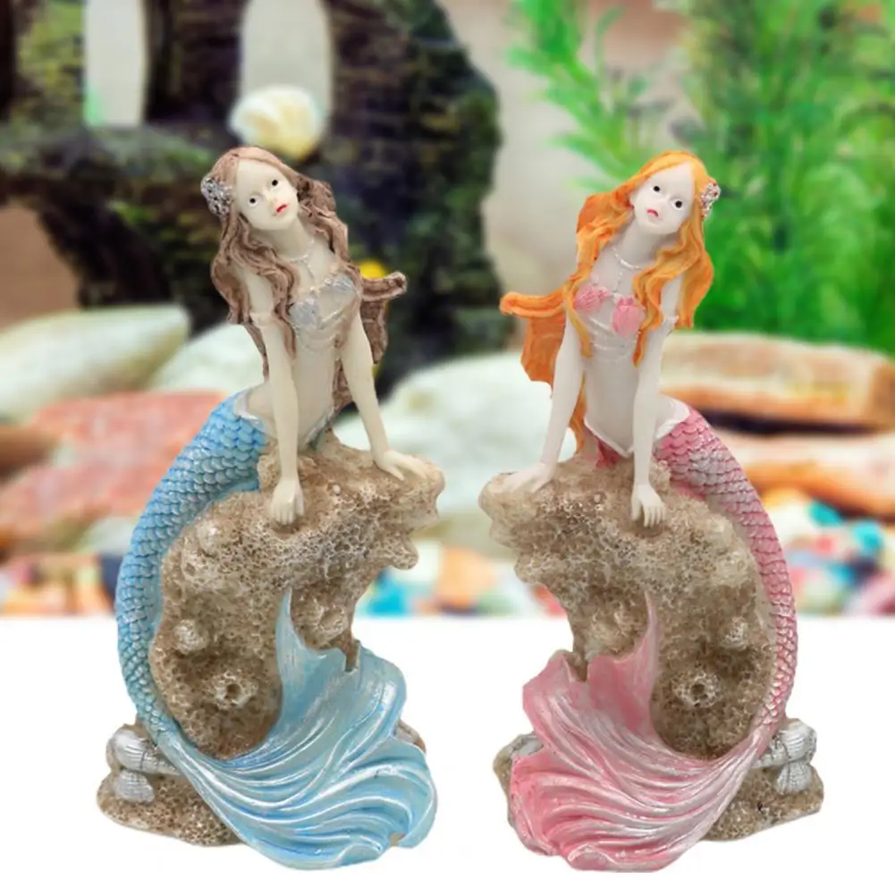 Aquarium Mermaid Statue Fish Breeding Fish Tank Decoration Realistic Shape DIY Resin Whimsical Design Fish Tank Decoration