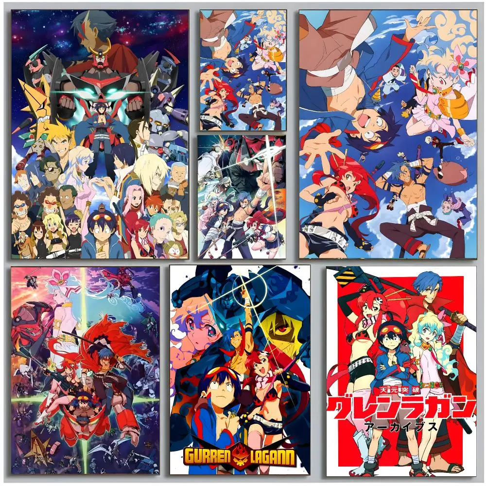 Energetic Anime T-Tengen Toppa Gurren Lagann Poster Modern Wall Art Bedroom Living Room Print Unframed