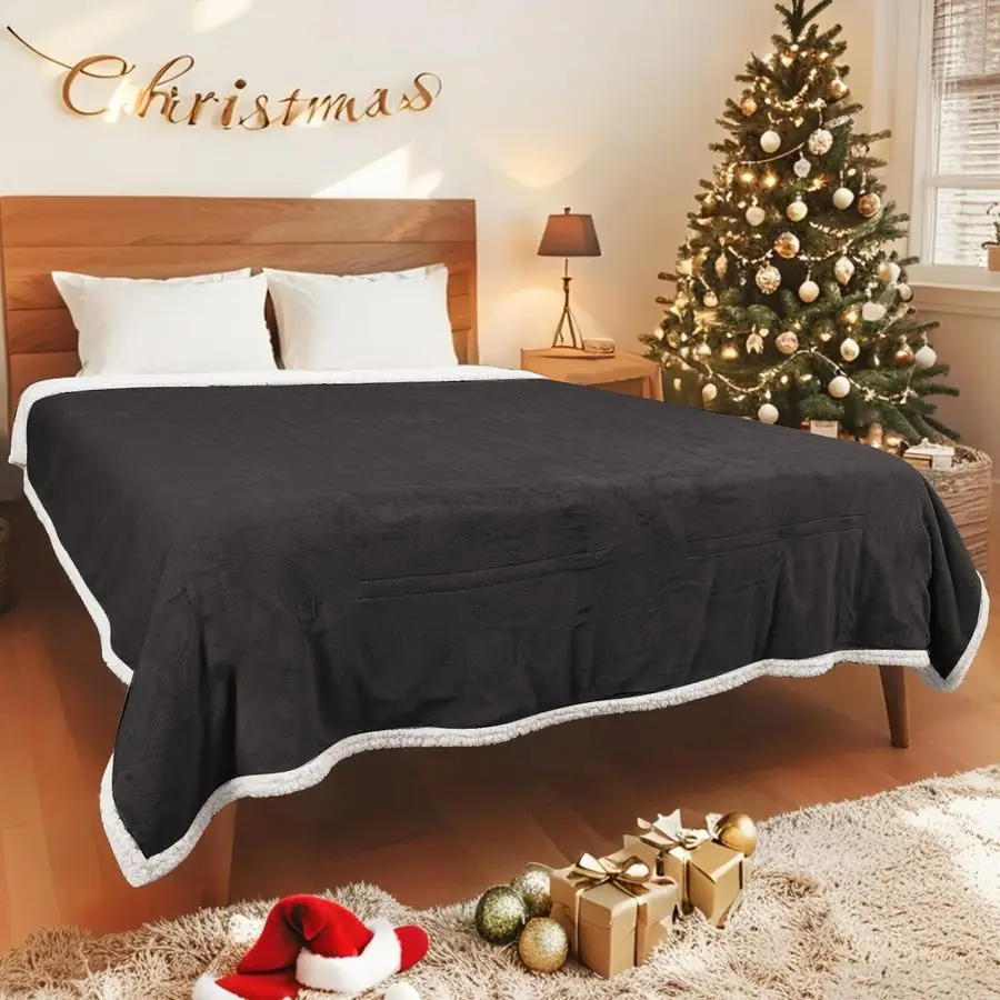 

Одеяло с подогревом, полноразмерное, 72x84 дюйма, супермягкое фланелевое теплое одеяло с 10 настройками нагрева, 112H, автоматическое отключение таймера Washa