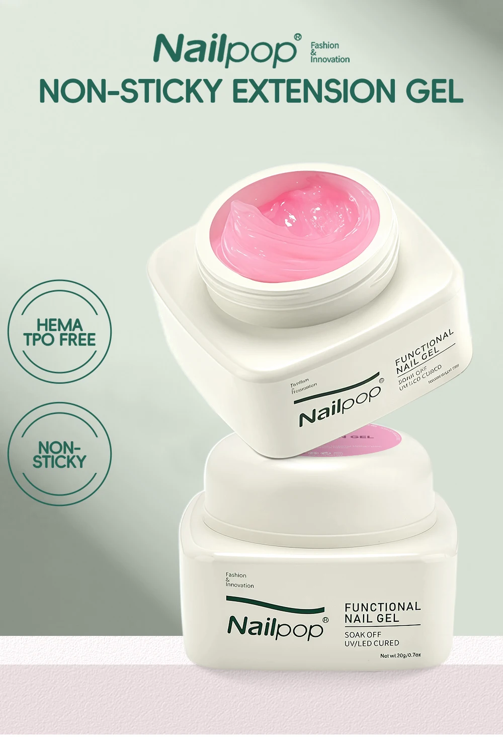 Nailpop Nicht klebriges, ausziehbares Gel ohne TPO/HEMA für Kristall-Nagelspitzen, Bildhauerei und selbstklebende Haftung von Strasssteinen, langlebiges Heimwerken – Detail 1