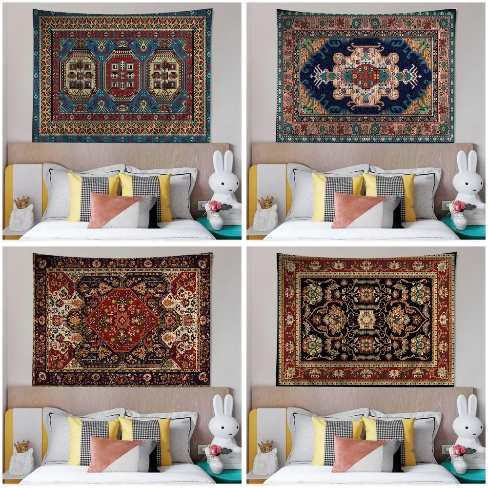 Moroccan Boho Rug Anime Tapestry Hippie Flower Wall Carpets Dorm Decor Cheap Hippie Wall Hanging