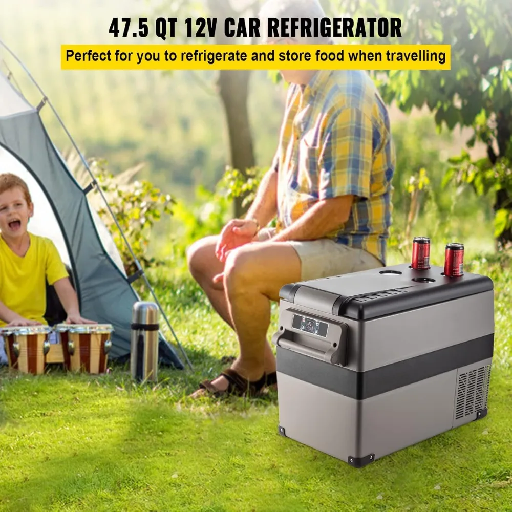 12 Volt Refrigerator, 48 Quart (45L) Fast Cooling Portable Freezer (-4℉~68℉), Car Fridge Truck, Camping and Home Use, Grey