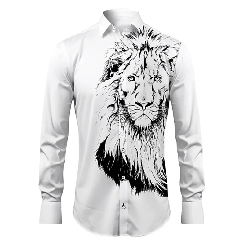 

Men's shirts with personalized pattern printed lapel long sleeves large size daily business casual comfortable long sleeves