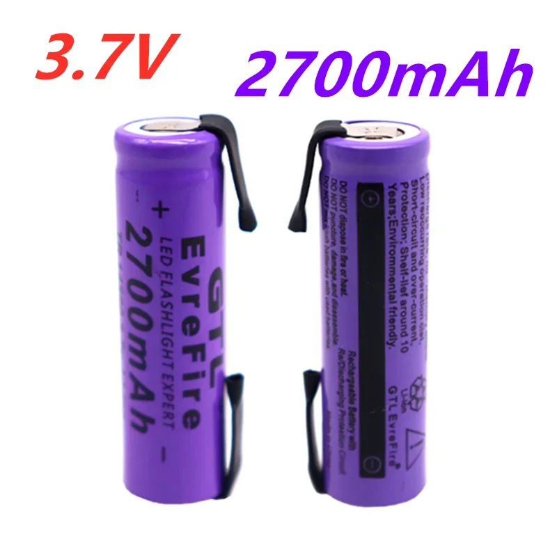 

New 14500 Lithium Battery 3.7V 2700mAh Rechargeable Batteries Welding Nickel Sheet bateria For Torch LED Flashlight Toy