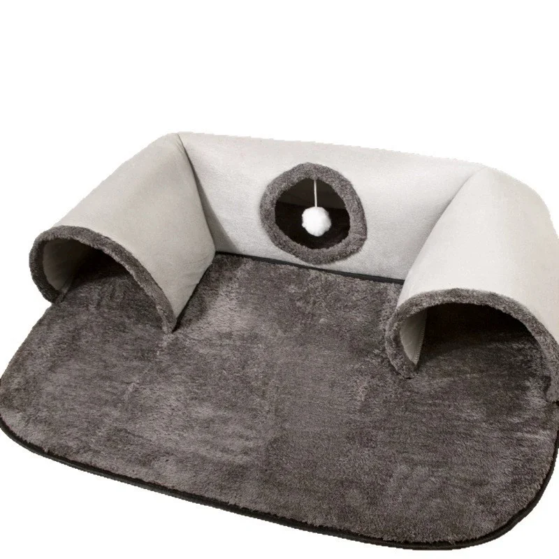 

Cat Bed Can Play Cat Tunnel Dog House Bed Kitten Dog Basket Bed Cute Cat House Home Mat Pet Kennel Products Cama Para Gatos