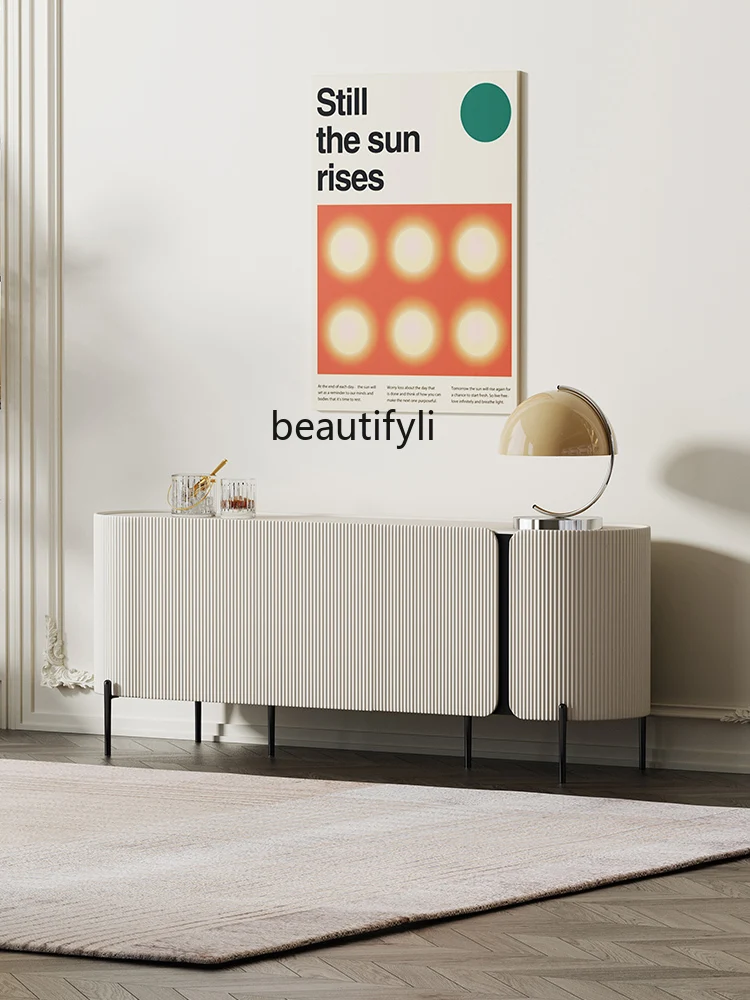 Italian minimalist side cabinet three-door living room Nordic paint decoration light luxury locker