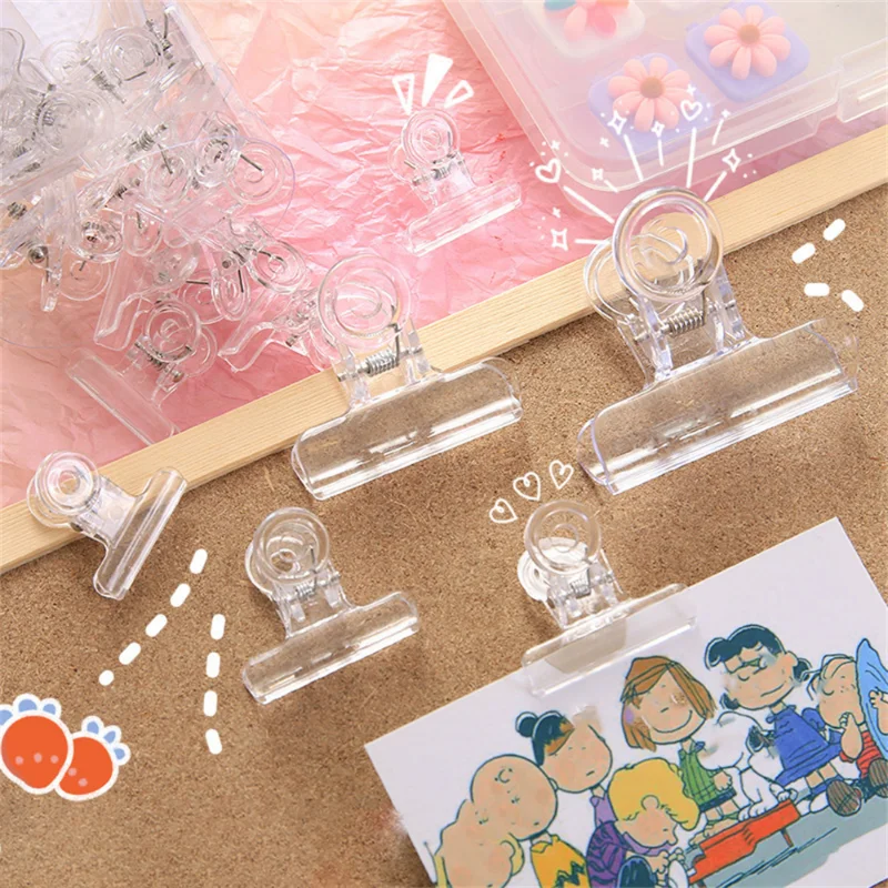 3Pcs Transparent Clip Stationery Planner Clips Portable Storage Food Snack Sealing Pocket Clip Office Binding Supply paper clips