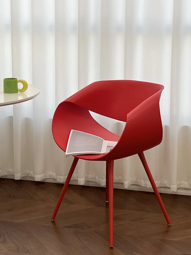 Nordic Hollow‑Out Dining Chair PP Plastic Seat Ergonomic Living Room Armchair Home Kitchen Cafe Restaurant Side Chairs Furniture