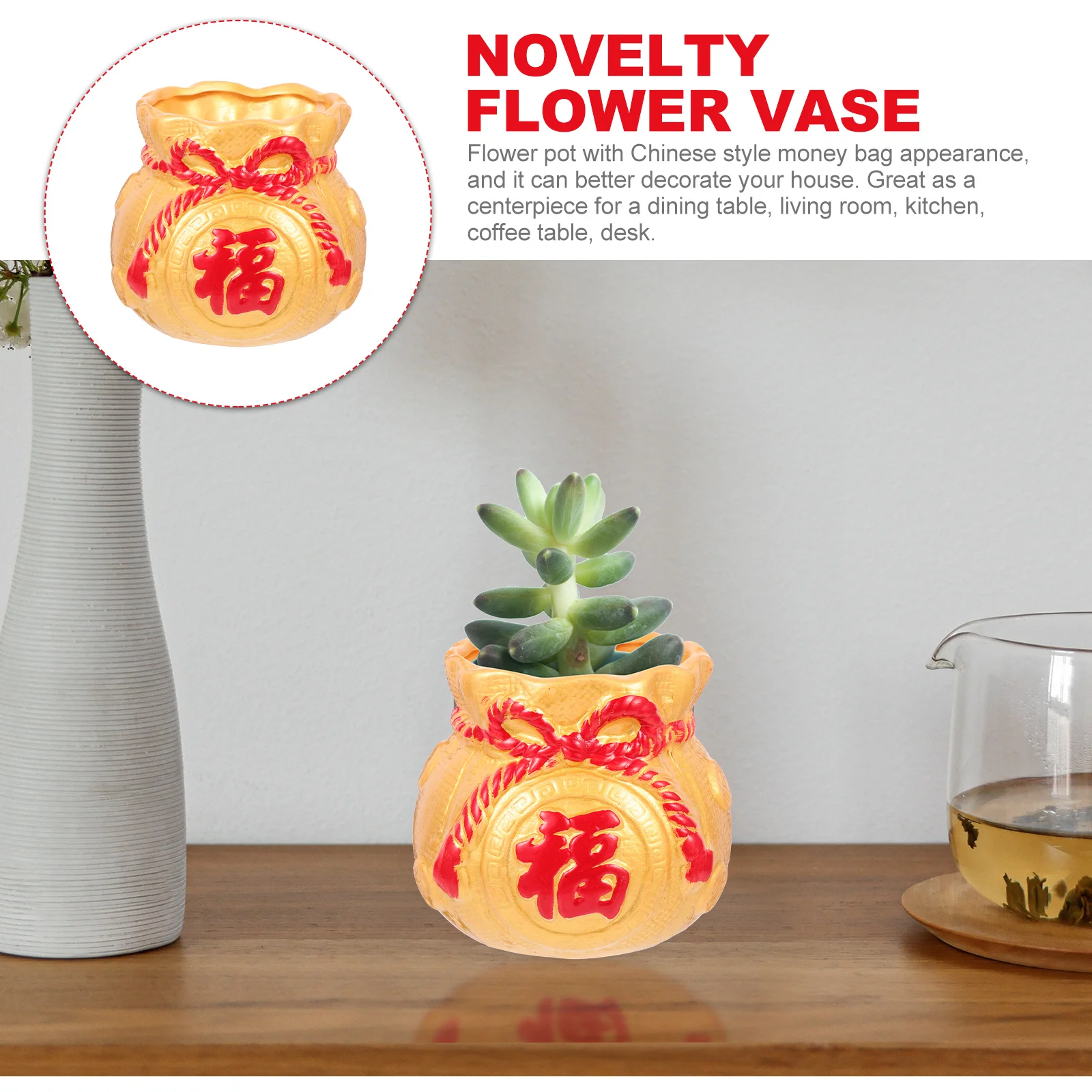 

Decoration Cute Vase Trendy Coffee Shop Money Bag Planter Creative Flower Pot Ceramic Flowerpot