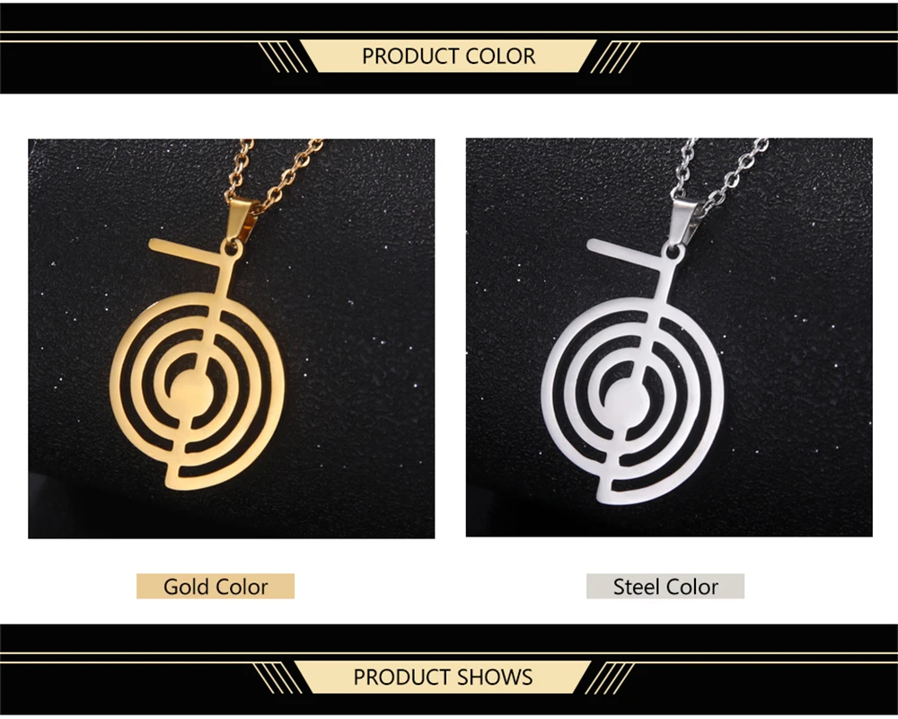Reiki Cho Ku Rei Halskette Heilung Energie Yoga Power Anhänger Heilige Geometrie Schutz Amulett Edelstahl Schmuck Amulette für Glück und Schutz mächtige Amulette geistiger Schutz Reiki Heilmittel – Detail 5