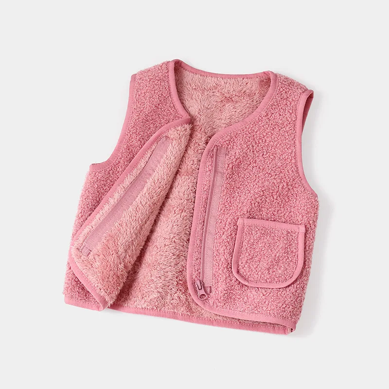 Autumn Winter Kid Vest Fur Baby Girl Boy Clothes Fleece Vests Zipper Coat Jacket Sleeveless Children Snow Outfits Waistcoat Warm