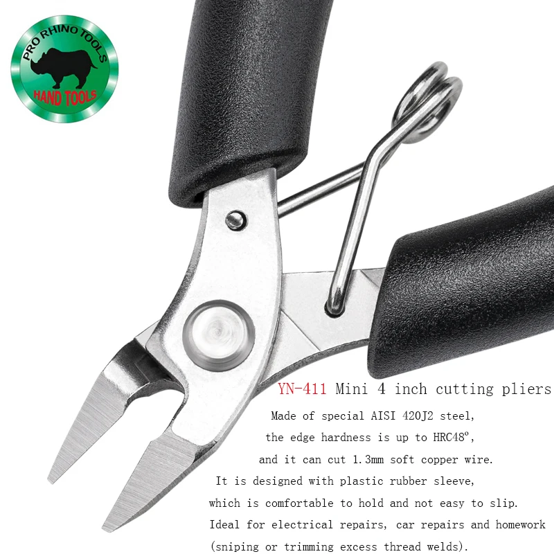 Japan RHINO Mini 4 Inch YP Toothless Needle Nose Pliers Jewelry Electronic Fishing Tackle Industry YN Oblique Wire Cutter