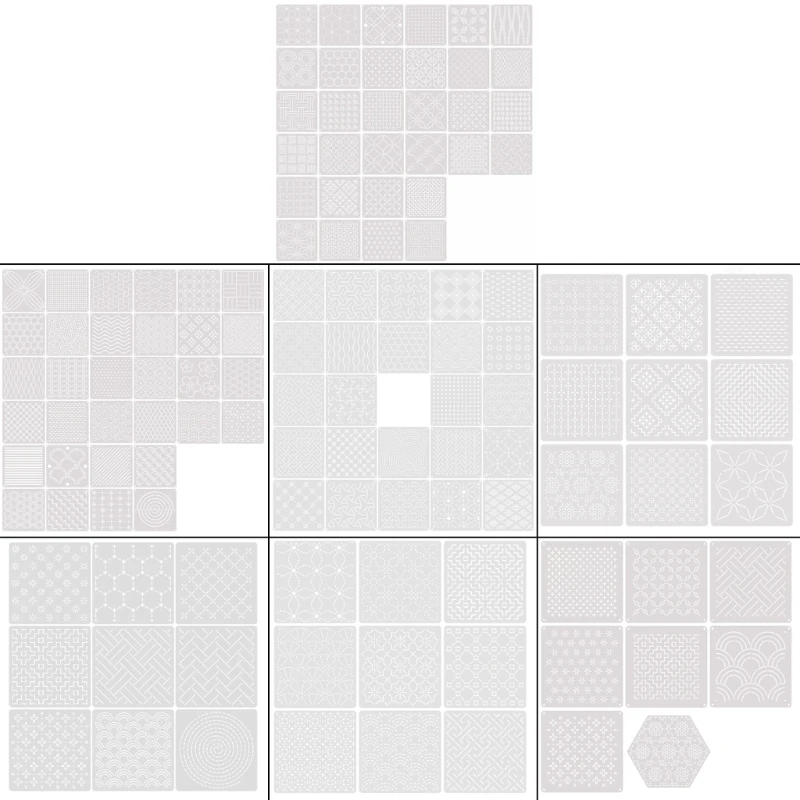 Geometrisches Nähanleitungsset, 13 x 13 PET-Stickanleitung für Nähprojekte, Stoffzeichnungen und Linienarbeiten für den – Detail 1