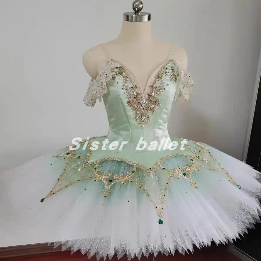 2024 New Ballet Competition TUTU dress Esmeralda Variations Green gauze disc dress Paquita hand inspired competition gauze dress