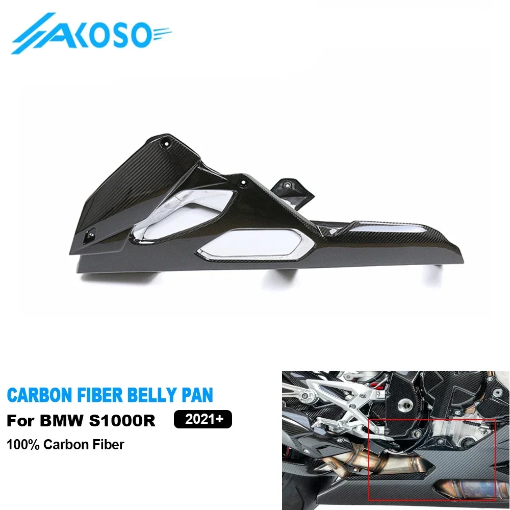Akoso 3k fibra de carbono acessórios da motocicleta barriga inferior pan painel carenagem para bmw s1000r m1000r 2021-2024