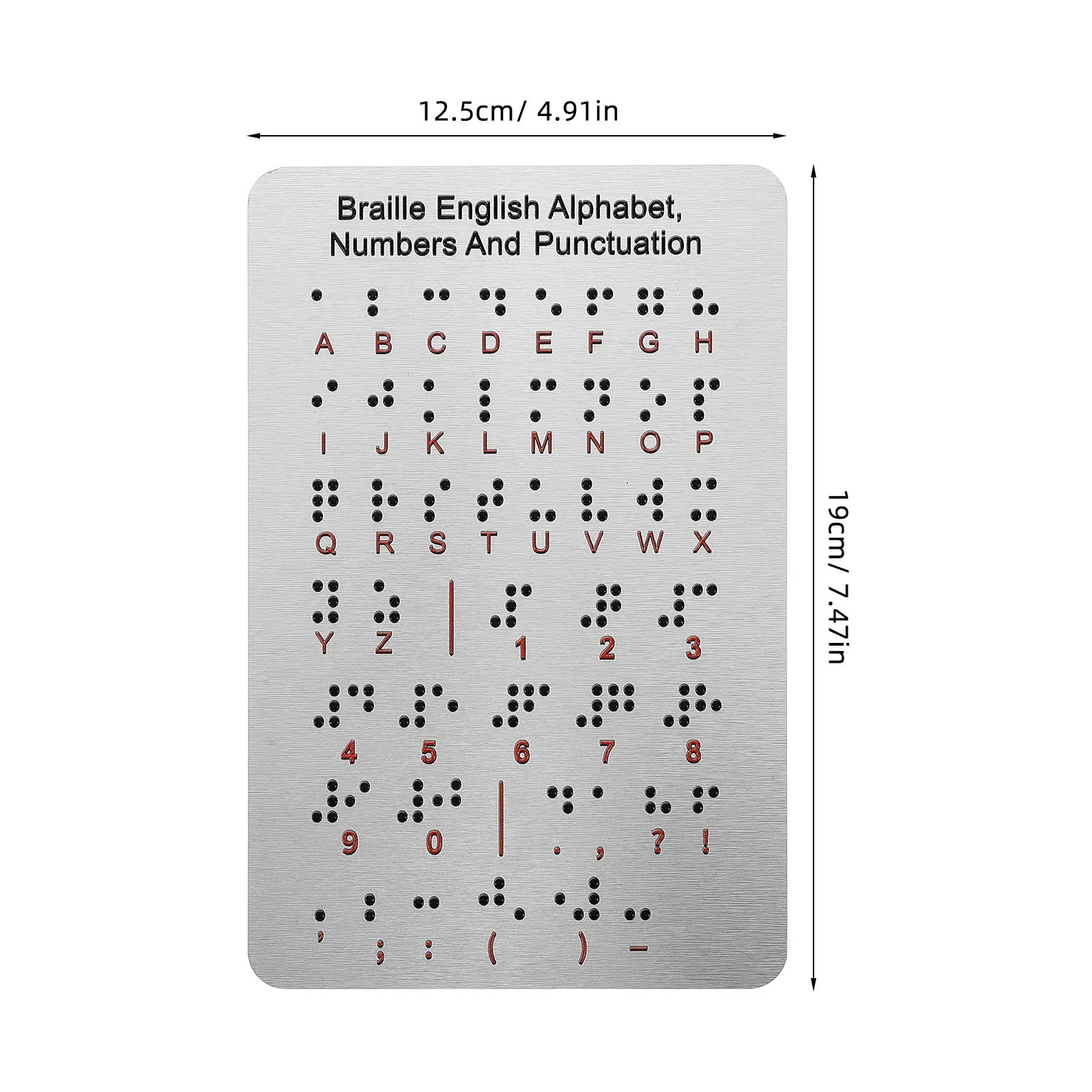 Braille Alphabet Board Stainless Steel Raised Dots Tactile Learning Tool for Blind Beginners Braille Education Special view 2