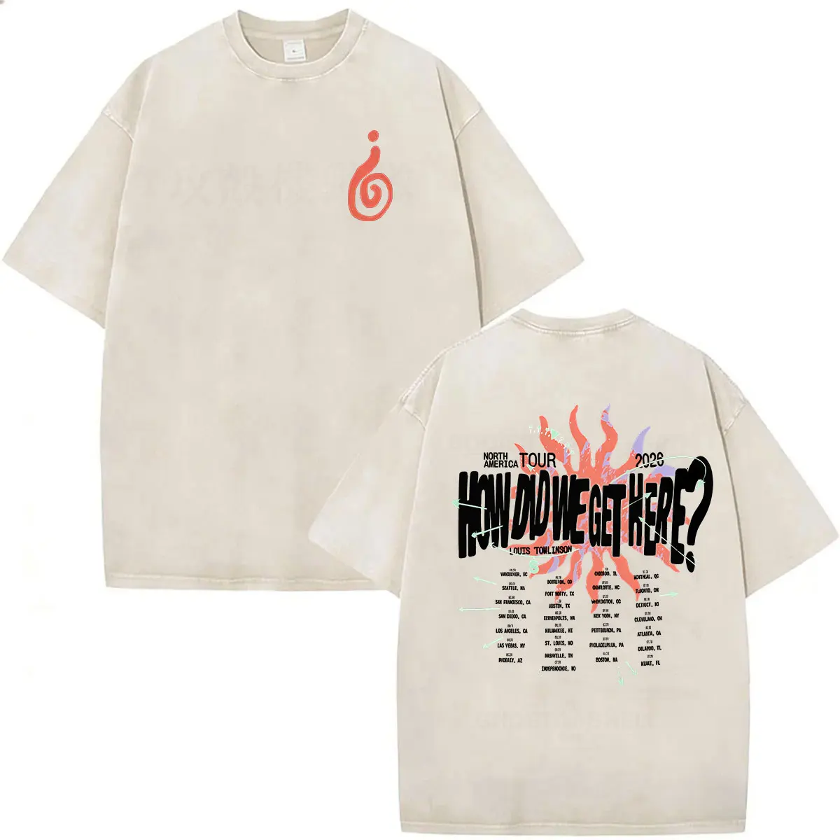 Vintage Washed Louis Tomlinson How Did We Get Here Tour 2026 Neues T-Shirt für Männer und Frauen Harajuku Mode Übergroßes T-Shirt Streetwear – Detail 5