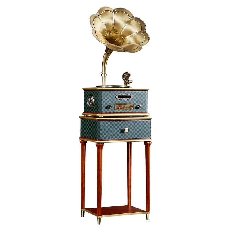 Gramophone retro living room European solid wood audio vinyl record player