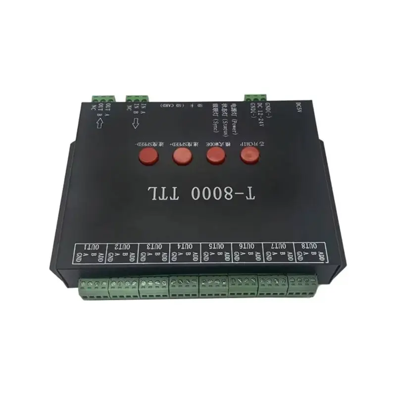 ABXD T-8000 TTL Programble LED Pixel Controller DC5V/12-24V For Various LED Strip Lights