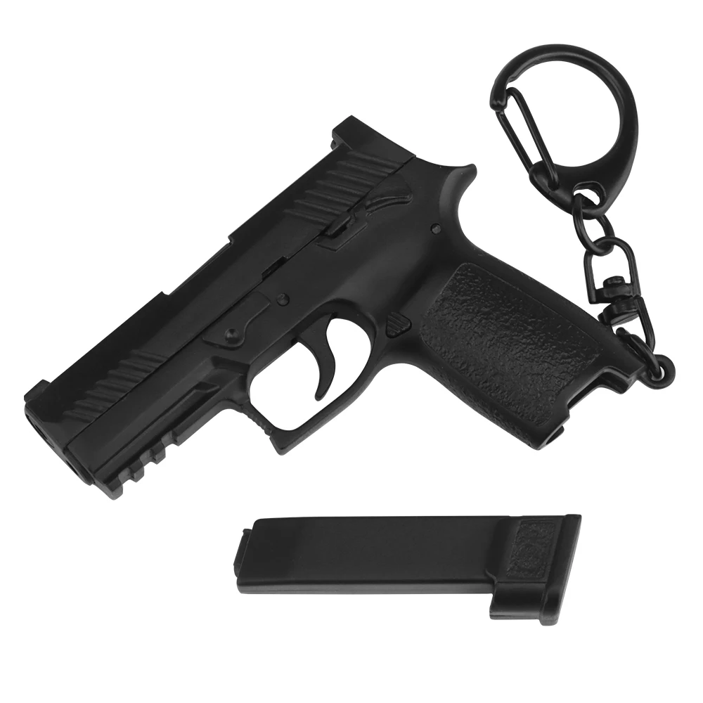 P320-Black Mini Pistool Sleutelhanger 1:4 Miniatuur Pistool Vorm Pistool Sleutelhanger Ornament Cadeau Voor Leger Fan Model Collectie