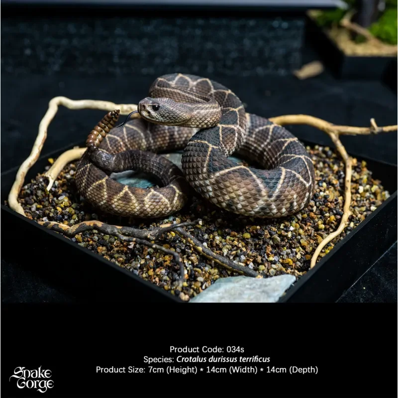 American Rattlesnake Model Micro Landscape Miniature Animal Figure Realistic Snake Statue Indoor Tabletop Decor Resin Model
