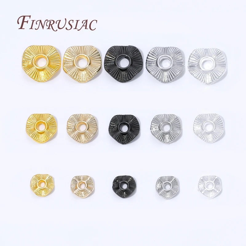 10/20 peças 18k banhado a ouro plana redonda contas espaçadoras de metal para fazer jóias, contas de pulseiras, contas separadoras acessórios diy