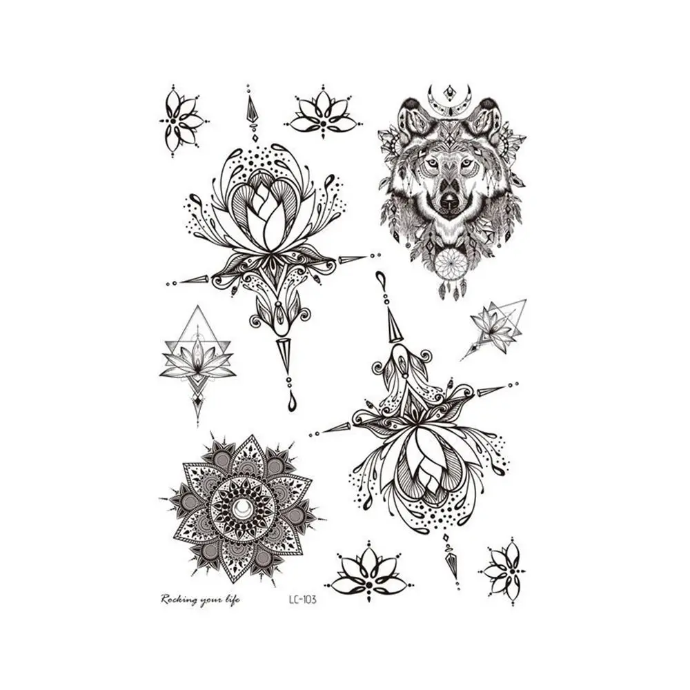 

Water Transfer Decals DIY Fake Tattoo for Women Legs Arm Temporary Tattoo Henna Tattoo Black Tattoo Stickers Body Art Sticker