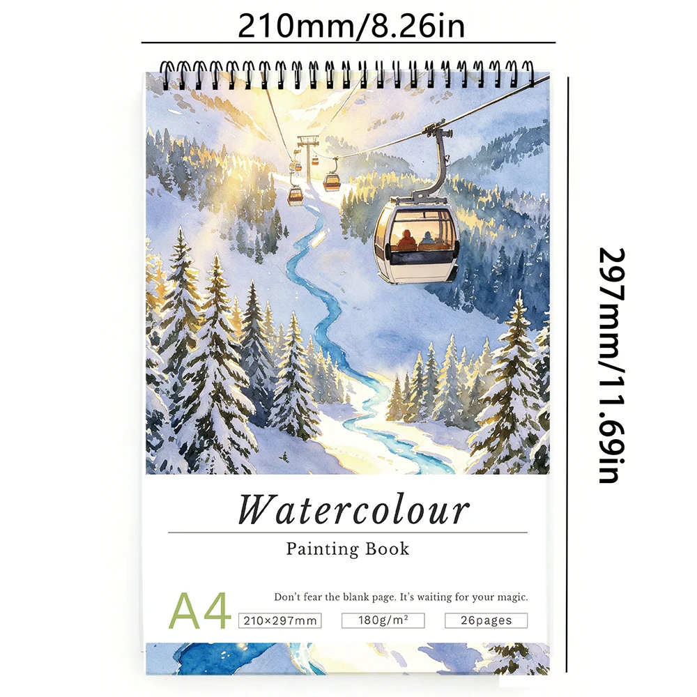 A4/A5 Watercolor Sketchbook,180gsm durable paper,26 blank pages,tear-resistant washable surface,ideal for students & hobbyists d