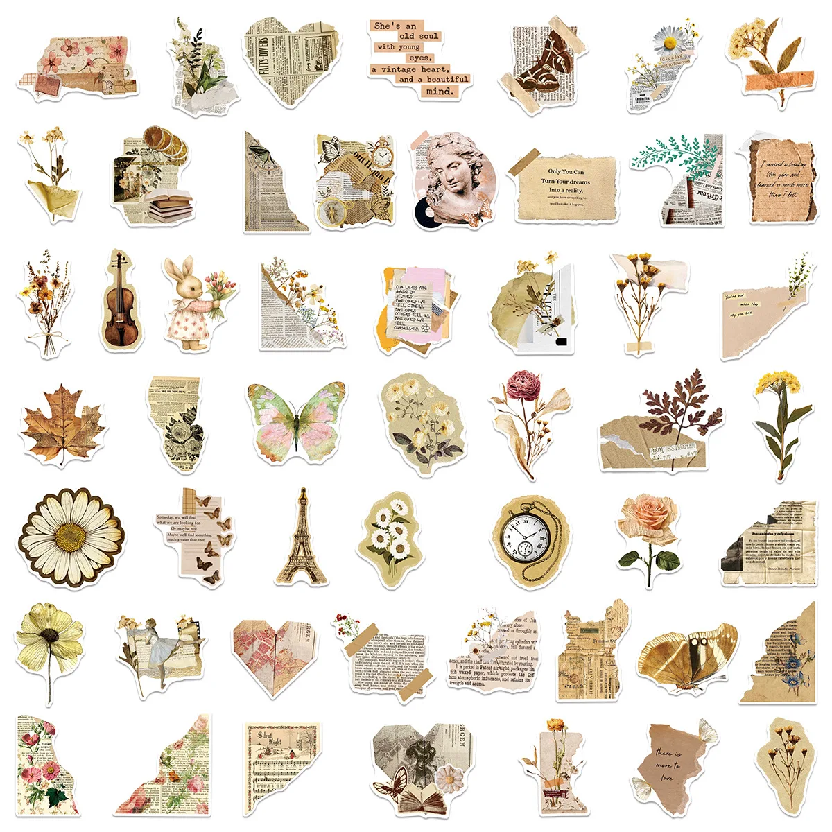 10/50PCS Adesivos de Estilo Retrô com Páginas Quebradas, Adesivos Divertidos para Livros, Jornais, Decoração de Graffiti, Brinquedos DIY, Decalques para Laptop, Guitarra e Bicicleta