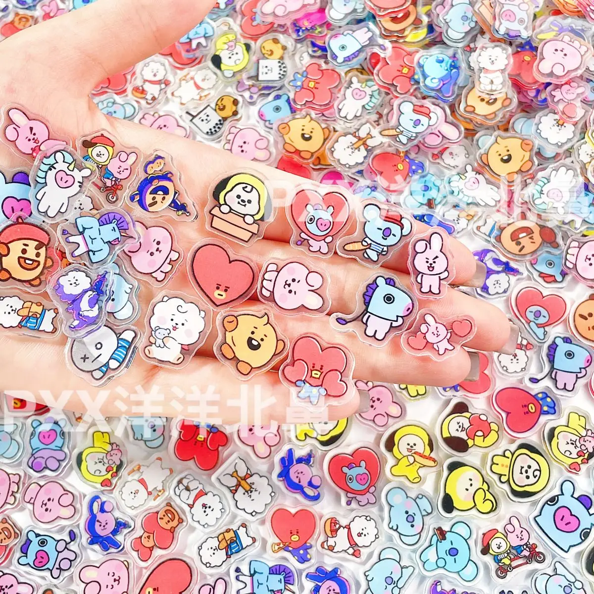 100 Stück BT21 BTS Einlagige 1cm/2cm/4cm Acrylstücke, Zubehör für DIY-Bastelmaterialien, Shake-Zubehör – Detail 1