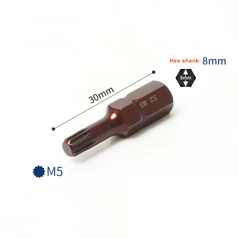 Imagem -06 - Comprimento Torx Chave de Fenda Bits 12 Pontos Estriados mm 16hex Shank Impacto Estrela Bit m5 m6 m8 M10 M12 s2 Ferramentas de Liga de Aço Peças 30 mm