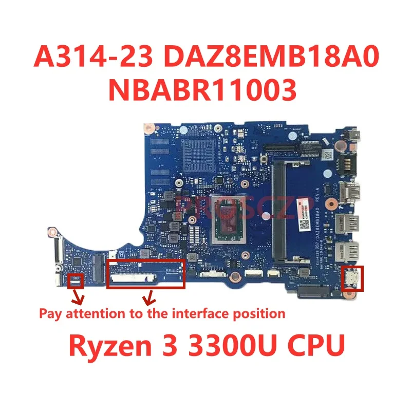 Imagem -04 - Placa-mãe do Portátil para Acer Daz8emb18a0 A31423 Nbhvt11008 Nbhvt1106 Nbabr11003 Nbabr11008 3020e r3 Cpu r7 100 Testado Bom